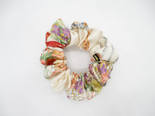 Load image into Gallery viewer, Floral Elegant Silk Kimono Scrunchies, Vintage Kimono Fabric Hair Tie
