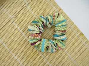 Silk Kimono Scrunchies, Japanese Fabric Hair Tie Elegant Pastel