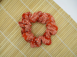 Silk Scrunchy, Simple Kimono Hair Tie Ship from USA Orange Shibori
