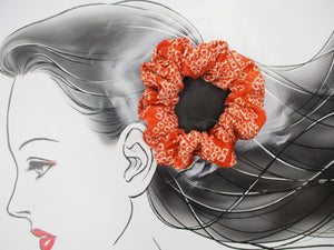 Silk Scrunchy, Simple Kimono Hair Tie Ship from USA Orange Shibori