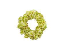 Load image into Gallery viewer, Yellow Shibori Silk Kimono Scrunchies, Silk Kimono Upcycled Handmade Hair Tie
