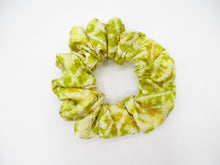 Load image into Gallery viewer, Yellow Shibori Silk Kimono Scrunchies, Silk Kimono Upcycled Handmade Hair Tie
