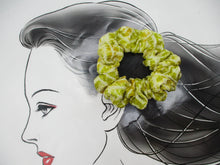 Load image into Gallery viewer, Yellow Shibori Silk Kimono Scrunchies, Silk Kimono Upcycled Handmade Hair Tie
