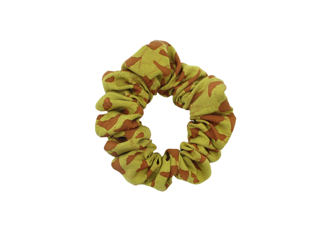 Brown Kimono Scrunchies, Floral Statement Japanese Fabric Scrunchy
