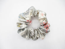 Load image into Gallery viewer, Sleek Floral Silk Recycled Silk Fabric Scrunchy, Kimono Scrunchies, Ship from USA
