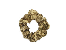 Load image into Gallery viewer, Brown Katazome Kimono Scrunchies, Vintage Silk Fabric Hair Tie
