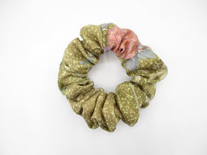 Ocher Pink Silk Kimono Scrunchies, Ship from USA Handmade Upcycled