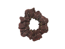 Load image into Gallery viewer, Simple Brown Silk Kimono Scrunchies, Vintage Japanese Fabric Hair Tie
