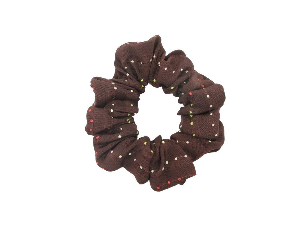 Simple Brown Silk Kimono Scrunchies, Vintage Japanese Fabric Hair Tie