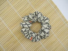 Load image into Gallery viewer, Simple Japanese Vintage Silk Kimono Scrunchies Black and White with Accents
