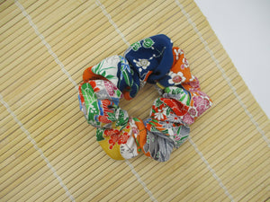 Vintage Silk Kimono Fabric Scrunchies, Japanese Hair Tie Statement