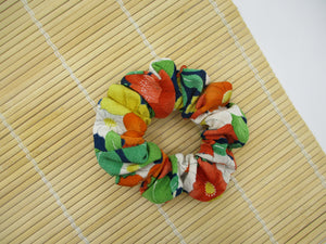 Vitamin Colors Silk Kimono Scrunchie, Upcycled Vintage Fabric Hair Tie