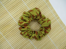 Load image into Gallery viewer, Brown Kimono Scrunchies, Floral Statement Japanese Fabric Scrunchy
