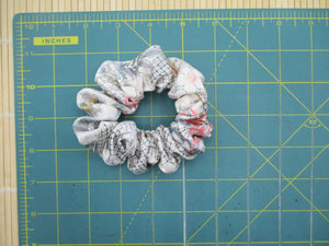 Sleek Floral Silk Recycled Silk Fabric Scrunchy, Kimono Scrunchies, Ship from USA