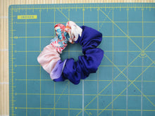 Load image into Gallery viewer, Purple Pink Kawaii Silk Kimono Scrunchies, Japanese Vintage Fabric Hair Accessory
