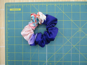 Purple Pink Kawaii Silk Kimono Scrunchies, Japanese Vintage Fabric Hair Accessory