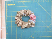 Load image into Gallery viewer, Ocher Pink Silk Kimono Scrunchies, Ship from USA Handmade Upcycled
