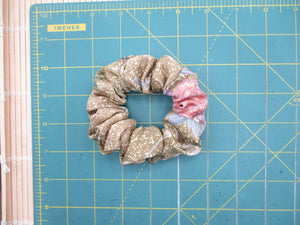 Ocher Pink Silk Kimono Scrunchies, Ship from USA Handmade Upcycled