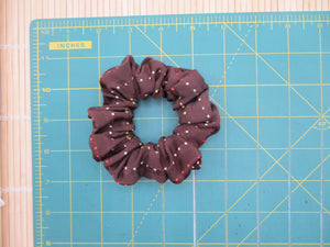 Simple Brown Silk Kimono Scrunchies, Vintage Japanese Fabric Hair Tie