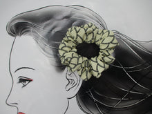 Load image into Gallery viewer, Simple Japanese Vintage Silk Kimono Scrunchies Black and White with Accents
