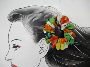 Vitamin Colors Silk Kimono Scrunchie, Upcycled Vintage Fabric Hair Tie
