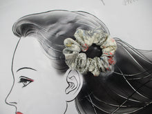 Load image into Gallery viewer, Sleek Floral Silk Recycled Silk Fabric Scrunchy, Kimono Scrunchies, Ship from USA
