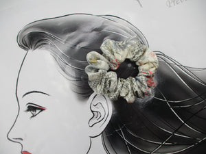 Sleek Floral Silk Recycled Silk Fabric Scrunchy, Kimono Scrunchies, Ship from USA