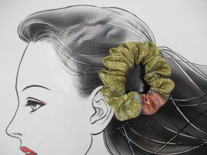 Ocher Pink Silk Kimono Scrunchies, Ship from USA Handmade Upcycled