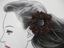 Load image into Gallery viewer, Simple Brown Silk Kimono Scrunchies, Vintage Japanese Fabric Hair Tie
