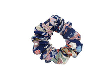 Load image into Gallery viewer, Vintage Silk Kimono Scrunchy Ship from USA Blue Floral Scrunchies
