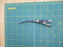 Load image into Gallery viewer, Minimalist Kimono Hair Stick, Alligator Metal Clip Chirimen Blue Gray
