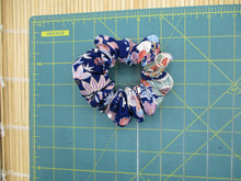 Load image into Gallery viewer, Vintage Silk Kimono Scrunchy Ship from USA Blue Floral Scrunchies
