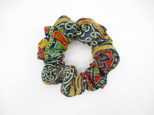 Load image into Gallery viewer, Geometry Silk Kimono Scrunchies, Ship from USA Upcycled Vintage Fabric
