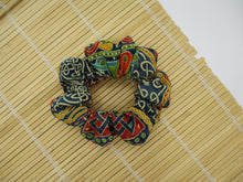 Load image into Gallery viewer, Geometry Silk Kimono Scrunchies, Ship from USA Upcycled Vintage Fabric
