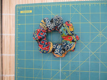 Load image into Gallery viewer, Geometry Silk Kimono Scrunchies, Ship from USA Upcycled Vintage Fabric
