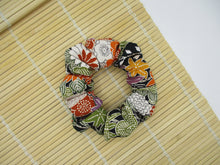 Load image into Gallery viewer, Colorful Floral Eco Friendly Silk Kimono Scrunchies Elegant Upcycled
