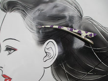 Load image into Gallery viewer, Purple Japanese Fan Sensu Kimono Clip, Long Metal Hair Clip
