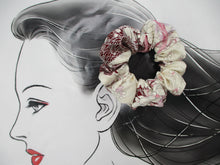Load image into Gallery viewer, Pink Purple Kimono Scrunchies, Silk Fabric Hair Tie Ship from USA Floral
