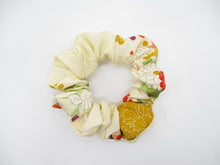 Load image into Gallery viewer, Cream White Floral Vintage Kimono Scrunchies, Ship from USA
