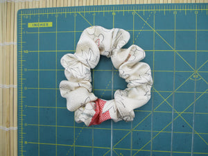 Kimono Scrunchies, Fabric Hair Tie, Ship from USA Pink White Lovely Floral