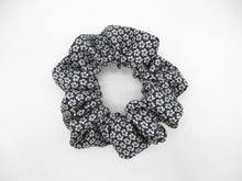 Load image into Gallery viewer, Vintage Upcycled Silk Kimono Scrunchies, Ship from USA Black Kazaguruma
