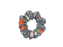 Load image into Gallery viewer, Beautiful Japanese Vintage Upcycled Silk Kimono Fabric Scrunchies Blue
