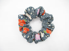 Load image into Gallery viewer, Beautiful Japanese Vintage Upcycled Silk Kimono Fabric Scrunchies Blue
