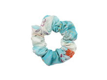 Load image into Gallery viewer, Light Blue Kawaii Floral Simple Handmade Vintage Silk Kimono Scrunchie
