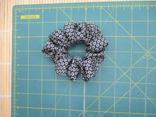 Load image into Gallery viewer, Vintage Upcycled Silk Kimono Scrunchies, Ship from USA Black Kazaguruma
