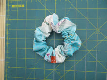 Load image into Gallery viewer, Light Blue Kawaii Floral Simple Handmade Vintage Silk Kimono Scrunchie
