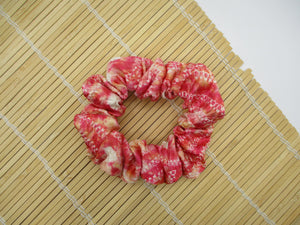 Silk Kimono Simple Scrunchies, Upcycle Handmade, Ship from USA Pink Shibori