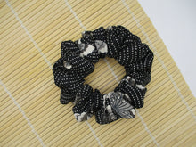 Load image into Gallery viewer, Eco Friendly Upcycled Silk Kimono Vintage Fabric Scrunchies Black Simple
