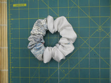 Load image into Gallery viewer, Vintage Silk Kimono Scrunchies, Japanese Hair tie, Kawaii Floral Icy Blue

