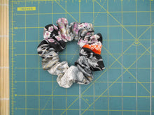Load image into Gallery viewer, Silk Kimono Scrunchie Ship from USA Japanese Gift Idea Black Orange Floral
